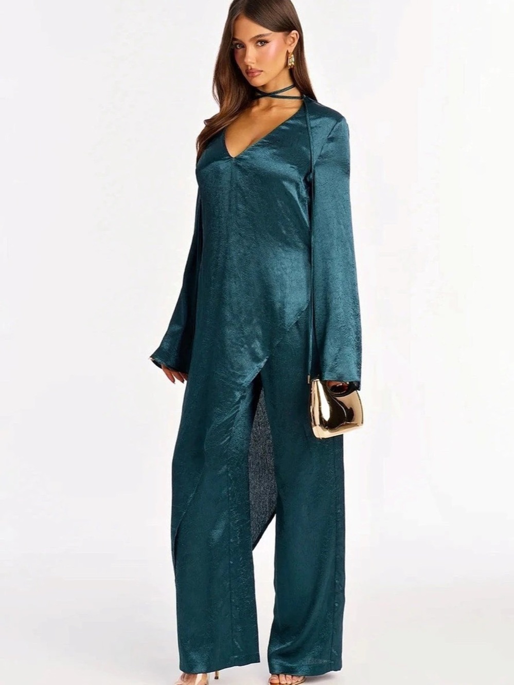 Teal Wide Leg Matching Set